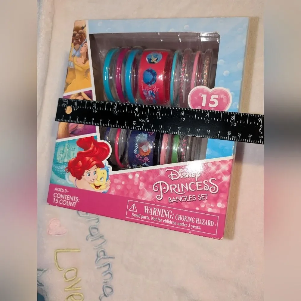 Disney Princess Bangles 15 Count Set Different Style/Color Belle Cinderella NEW